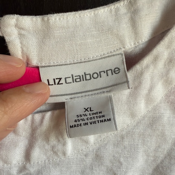 Liz Claiborne White linen Tank Top - Picture 4 of 6